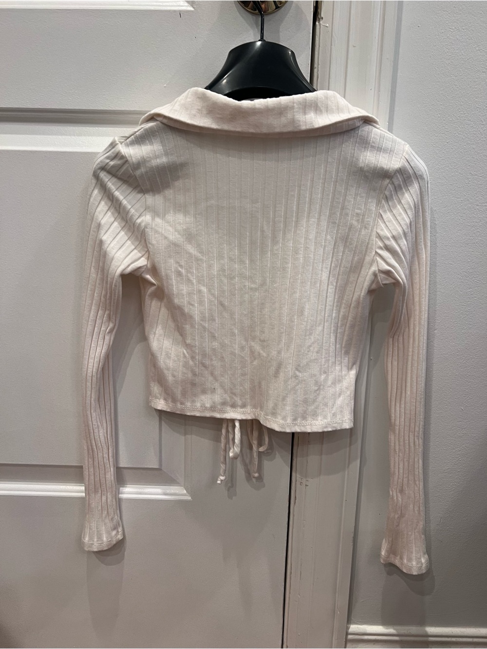 Altar'd State Cream Ribbed Drawstring Crop Top - Picture 7 of 7